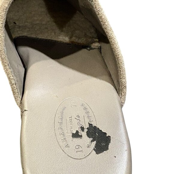 Leather Suede Clogs Slip on Mules Taupe Beige Size 10 - Picture 6 of 11